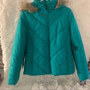 Krush Faux Fur Hooded Puffer Jacket, Juniors Large